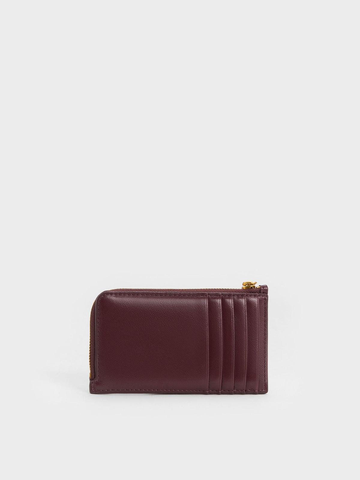 CHARLES & KEITH Best Seller | Cesia Zip-Around Card Holder - Wineberry Red