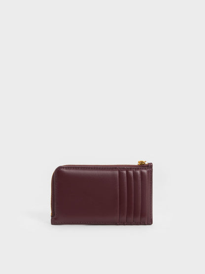 CHARLES & KEITH Best Seller | Cesia Zip-Around Card Holder - Wineberry Red