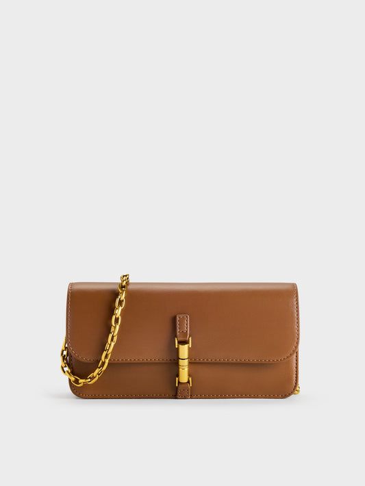 CHARLES & KEITH Premium | Cesia Wallet On Chain - Chocolate