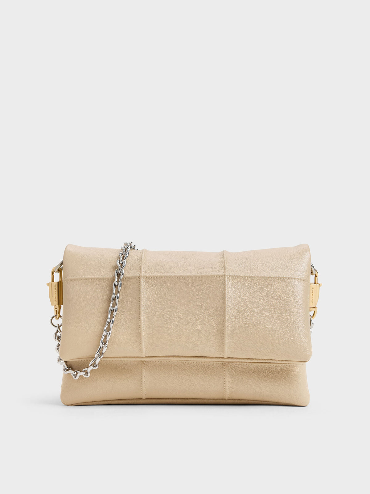 CHARLES & KEITH Trending | Delfina Quilted Wallet On Chain - Sand Beige