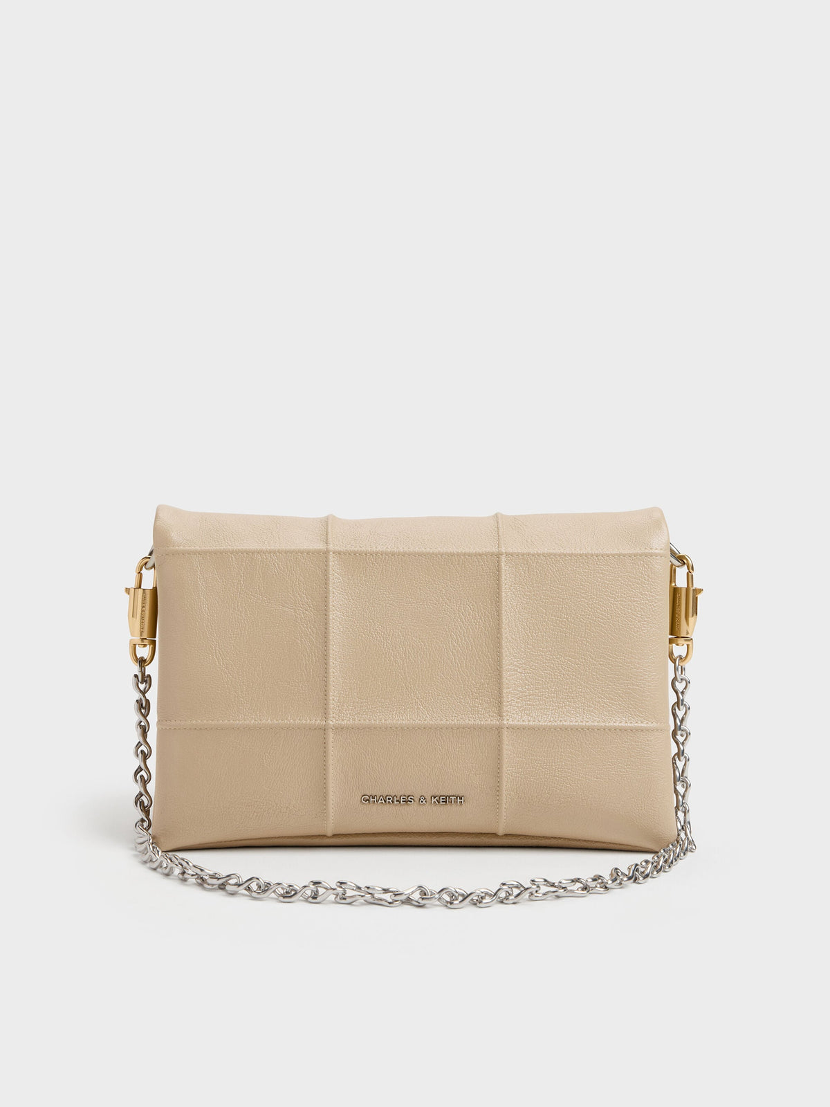 CHARLES & KEITH Trending | Delfina Quilted Wallet On Chain - Sand Beige