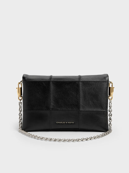 CHARLES & KEITH New | Delfina Quilted Wallet On Chain - Black