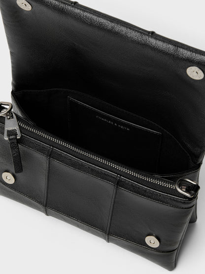 CHARLES & KEITH New | Delfina Quilted Wallet On Chain - Black
