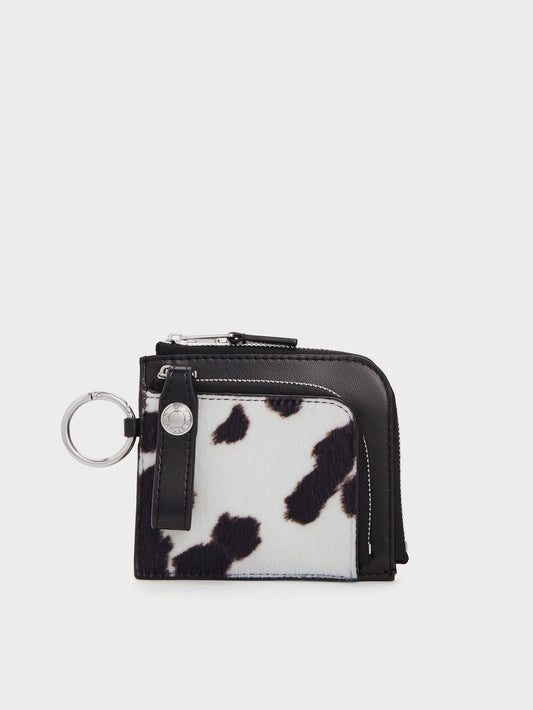 CHARLES & KEITH Popular | Vega Furry Cow-Print Zip-Around Pouch - Multi