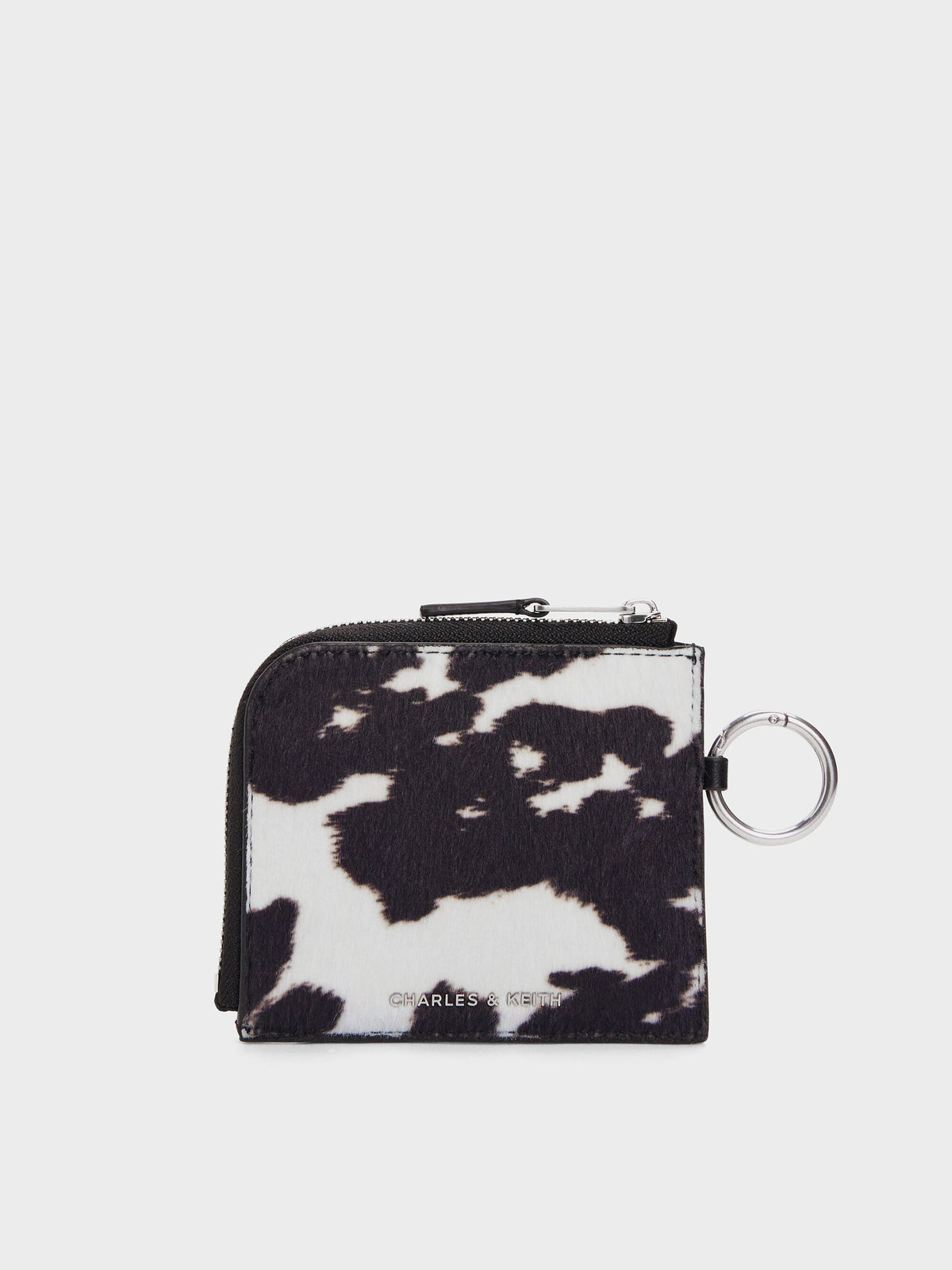 CHARLES & KEITH Popular | Vega Furry Cow-Print Zip-Around Pouch - Multi