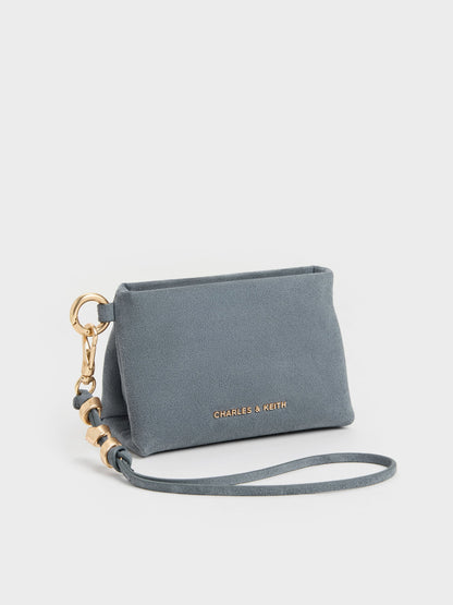 CHARLES & KEITH Trusted | Zephyr Metallic-Accent Wristlet - Smoky Blue