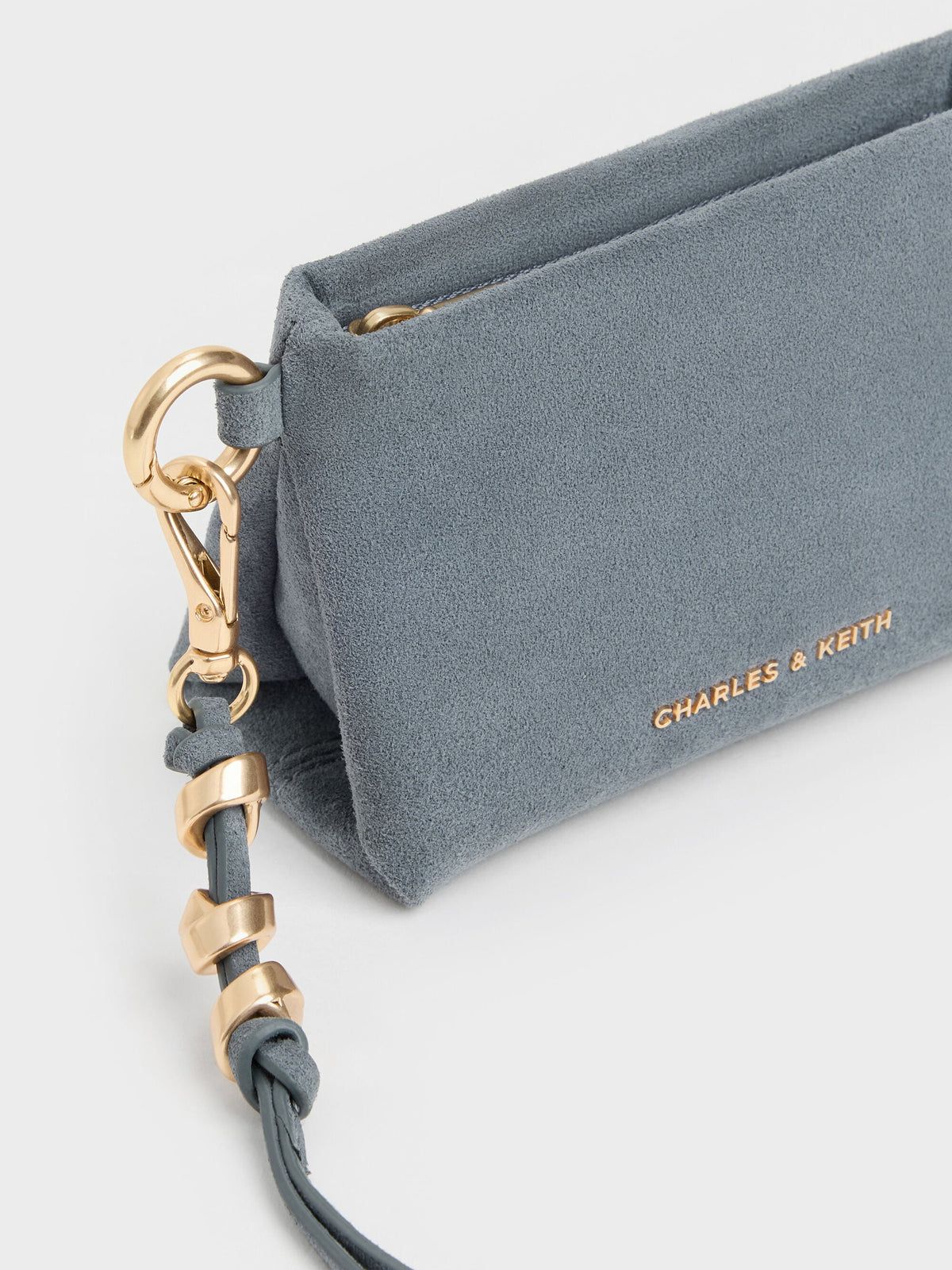 CHARLES & KEITH Trusted | Zephyr Metallic-Accent Wristlet - Smoky Blue