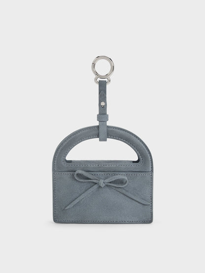 CHARLES & KEITH Popular | Reese Bow Top Handle Wristlet - Smoky Blue