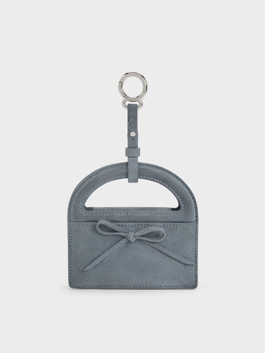 CHARLES & KEITH Popular | Reese Bow Top Handle Wristlet - Smoky Blue