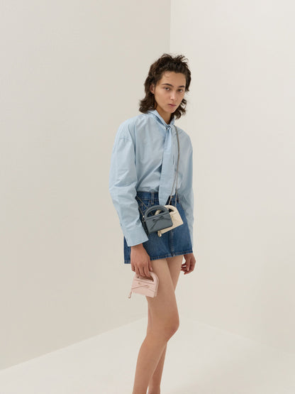 CHARLES & KEITH Popular | Reese Bow Top Handle Wristlet - Smoky Blue
