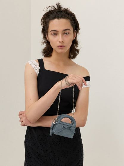CHARLES & KEITH Popular | Reese Bow Top Handle Wristlet - Smoky Blue