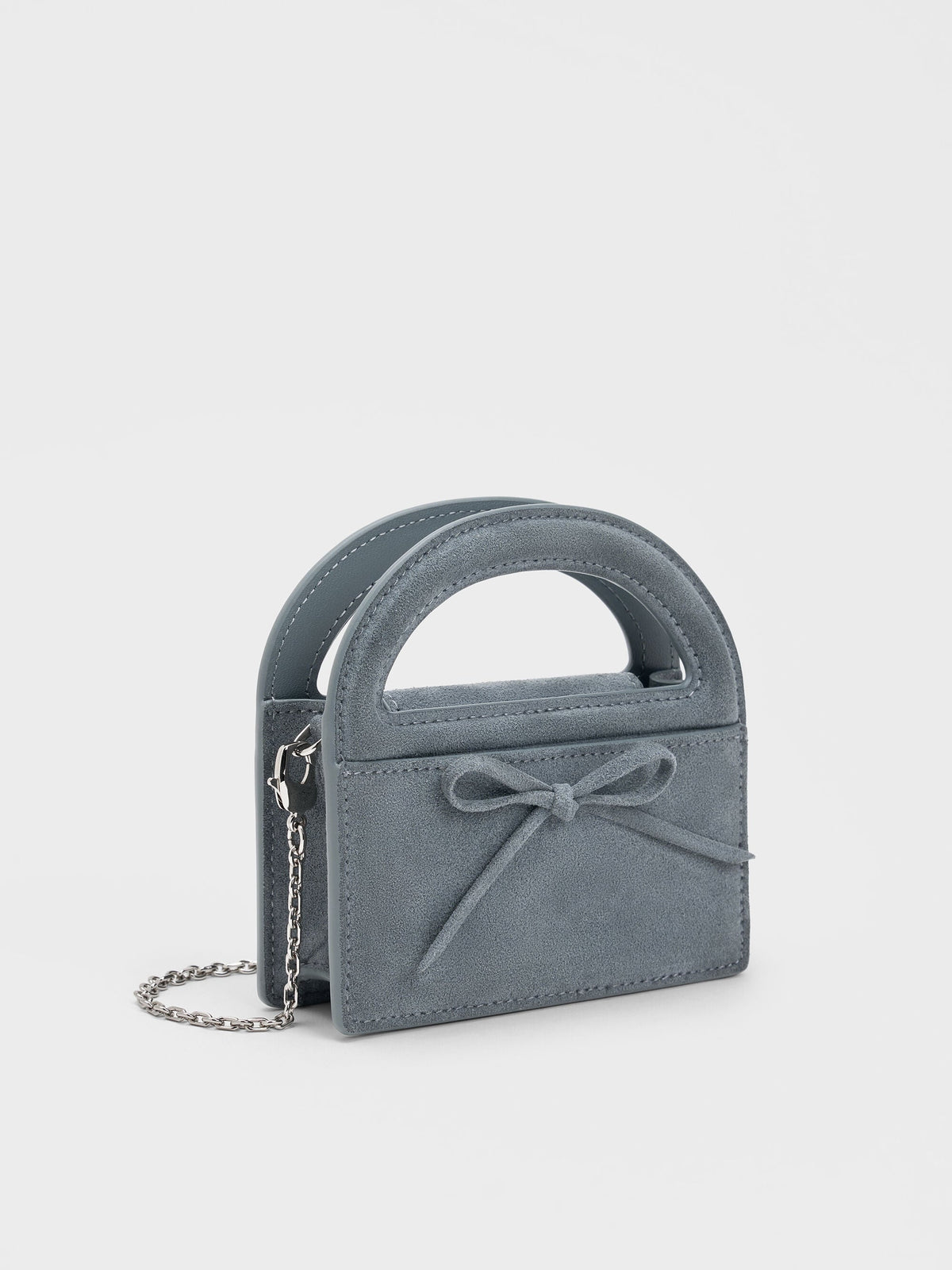 CHARLES & KEITH Popular | Reese Bow Top Handle Wristlet - Smoky Blue