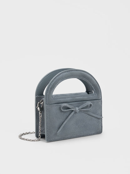 CHARLES & KEITH Popular | Reese Bow Top Handle Wristlet - Smoky Blue