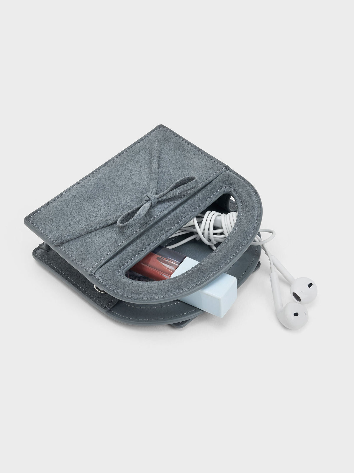 CHARLES & KEITH Popular | Reese Bow Top Handle Wristlet - Smoky Blue