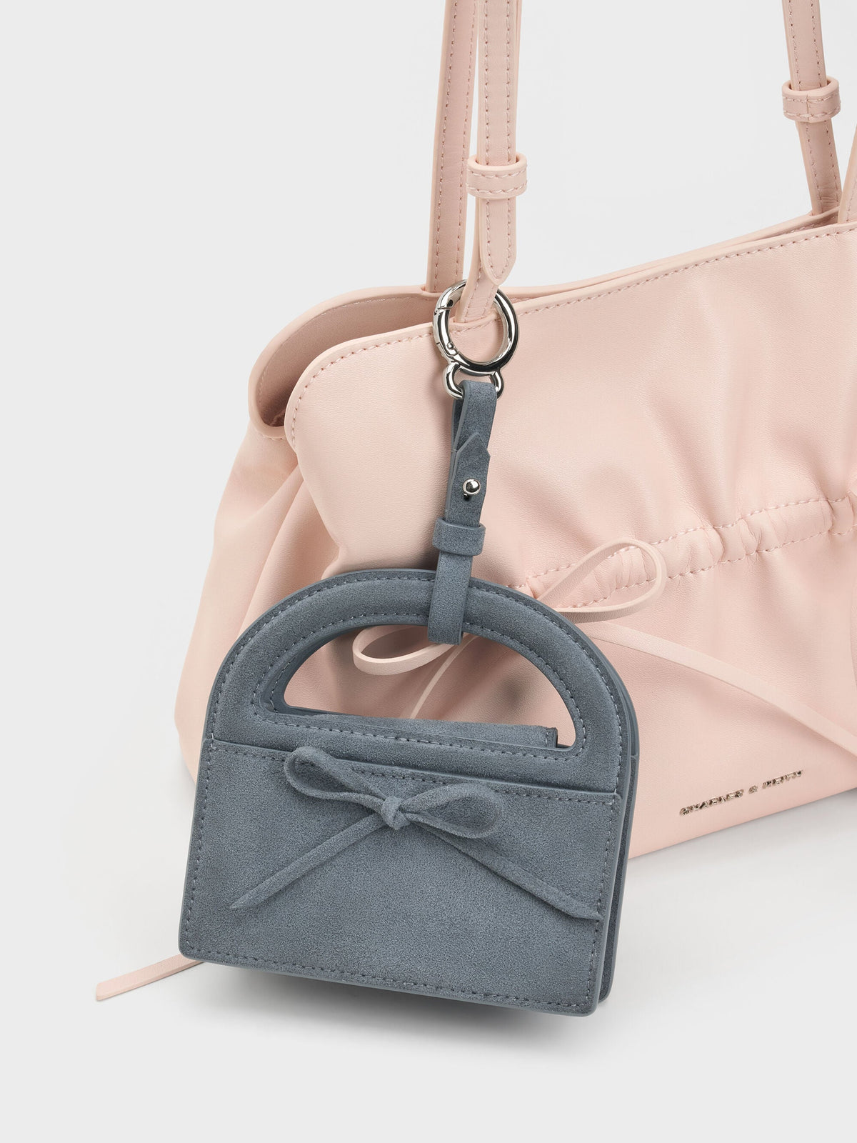 CHARLES & KEITH Popular | Reese Bow Top Handle Wristlet - Smoky Blue