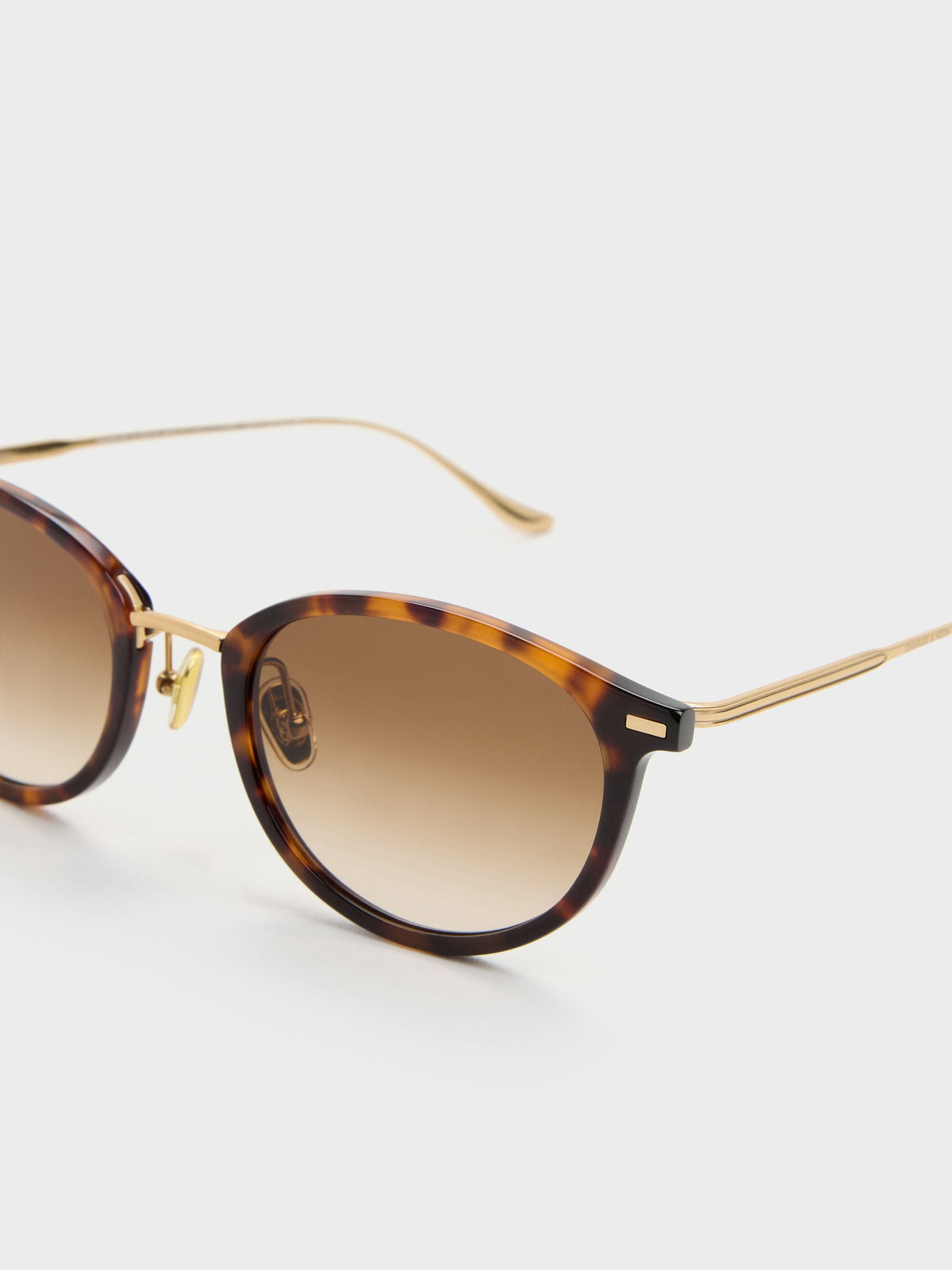 CHARLES & KEITH Top Pick | Minnow Metal-Rim Round Sunglasses - T. Shell