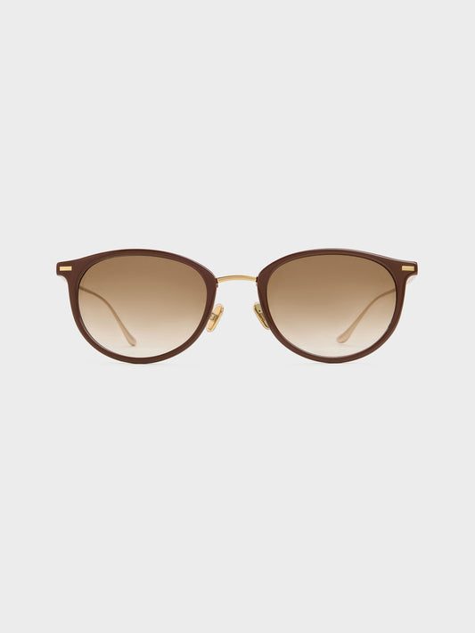 CHARLES & KEITH Popular | Minnow Metal-Rim Round Sunglasses - Pecan Brown