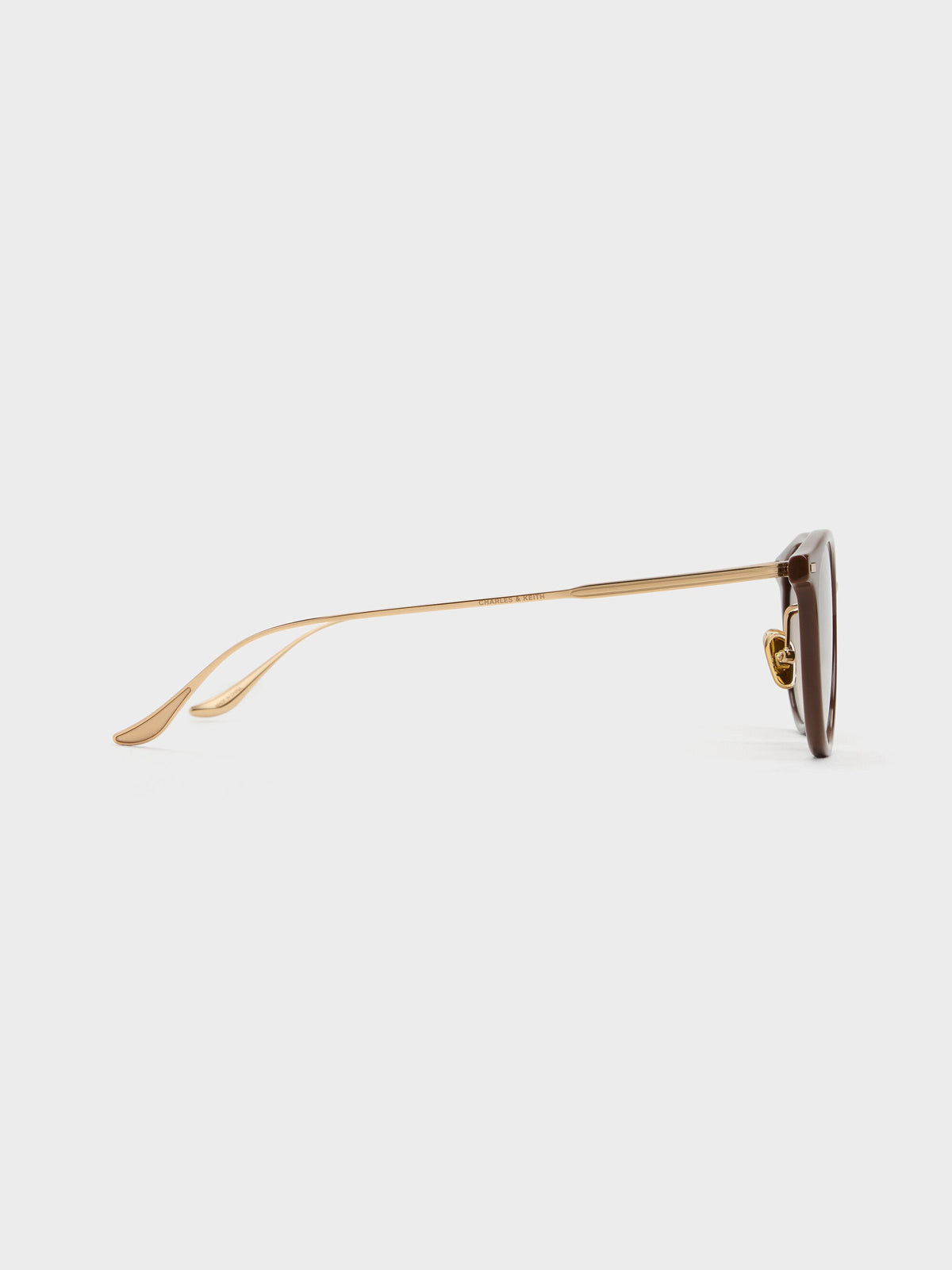 CHARLES & KEITH Popular | Minnow Metal-Rim Round Sunglasses - Pecan Brown