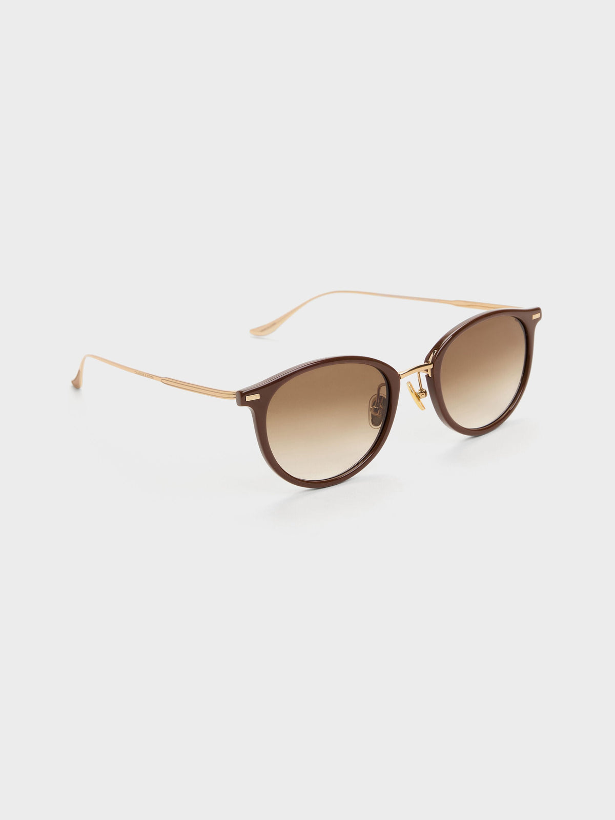 CHARLES & KEITH Popular | Minnow Metal-Rim Round Sunglasses - Pecan Brown