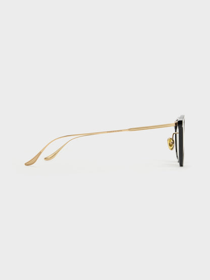 CHARLES & KEITH Trusted | Minnow Metal-Rim Round Sunglasses - Black
