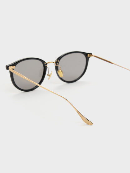 CHARLES & KEITH Trusted | Minnow Metal-Rim Round Sunglasses - Black
