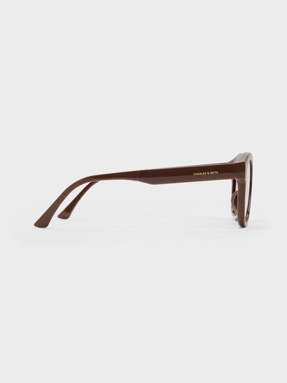 CHARLES & KEITH Great Value | Brea Round Sunglasses - Pecan Brown