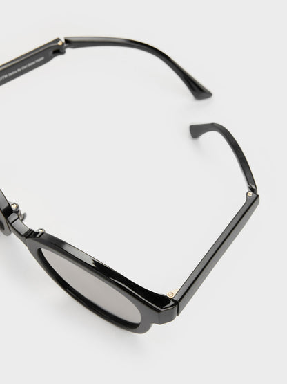 CHARLES & KEITH Latest | Brea Round Sunglasses - Black