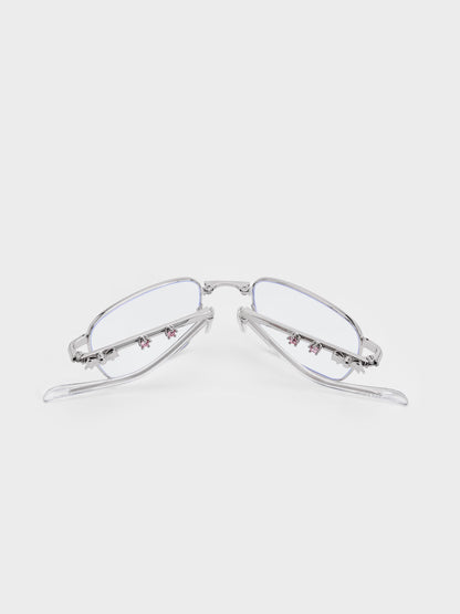 CHARLES & KEITH Value | Paige Clear Rectangular Sunglasses - Silver