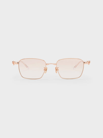 CHARLES & KEITH Value | Paige Rectangular Sunglasses - Rose Gold