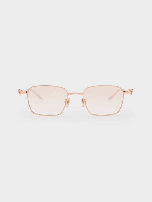 CHARLES & KEITH Value | Paige Rectangular Sunglasses - Rose Gold