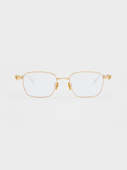 CHARLES & KEITH Featured | Paige Clear Rectangular Sunglasses - Brush Gold