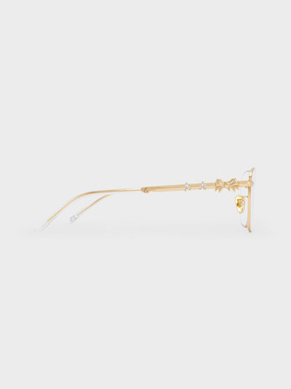 CHARLES & KEITH Featured | Paige Clear Rectangular Sunglasses - Brush Gold