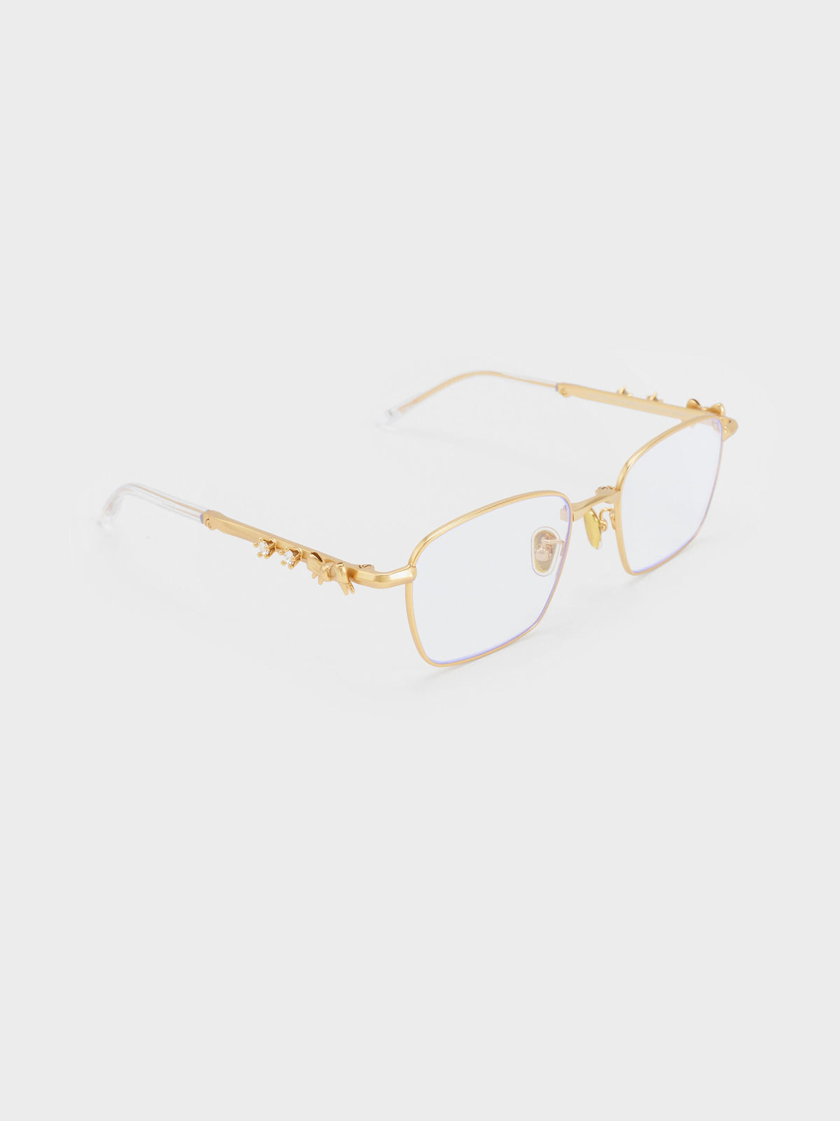CHARLES & KEITH Featured | Paige Clear Rectangular Sunglasses - Brush Gold