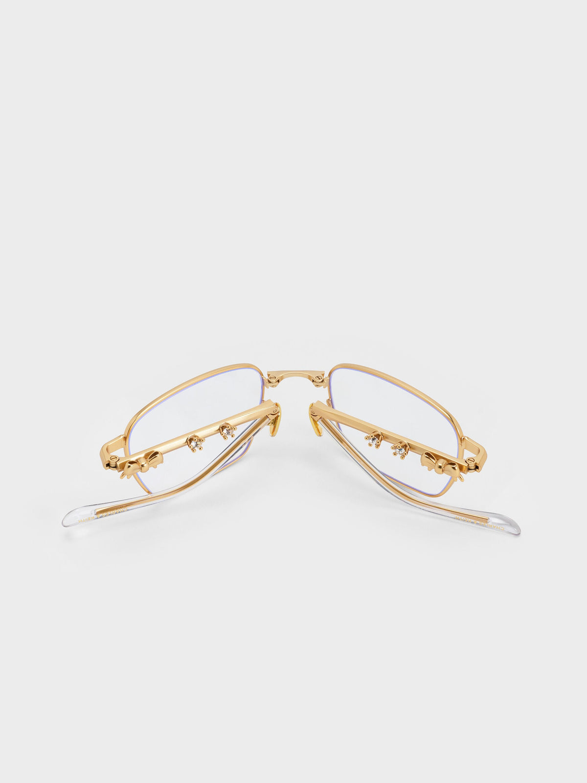 CHARLES & KEITH Featured | Paige Clear Rectangular Sunglasses - Brush Gold