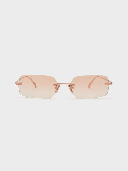 CHARLES & KEITH Customer Favorite | Easton Rimless Rectangular Sunglasses - Rose Gold