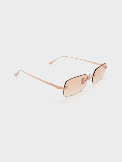 CHARLES & KEITH Customer Favorite | Easton Rimless Rectangular Sunglasses - Rose Gold