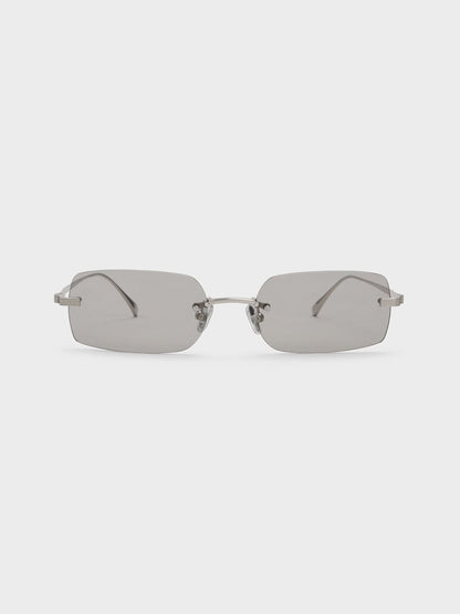CHARLES & KEITH Popular | Easton Rimless Rectangular Sunglasses - Silver