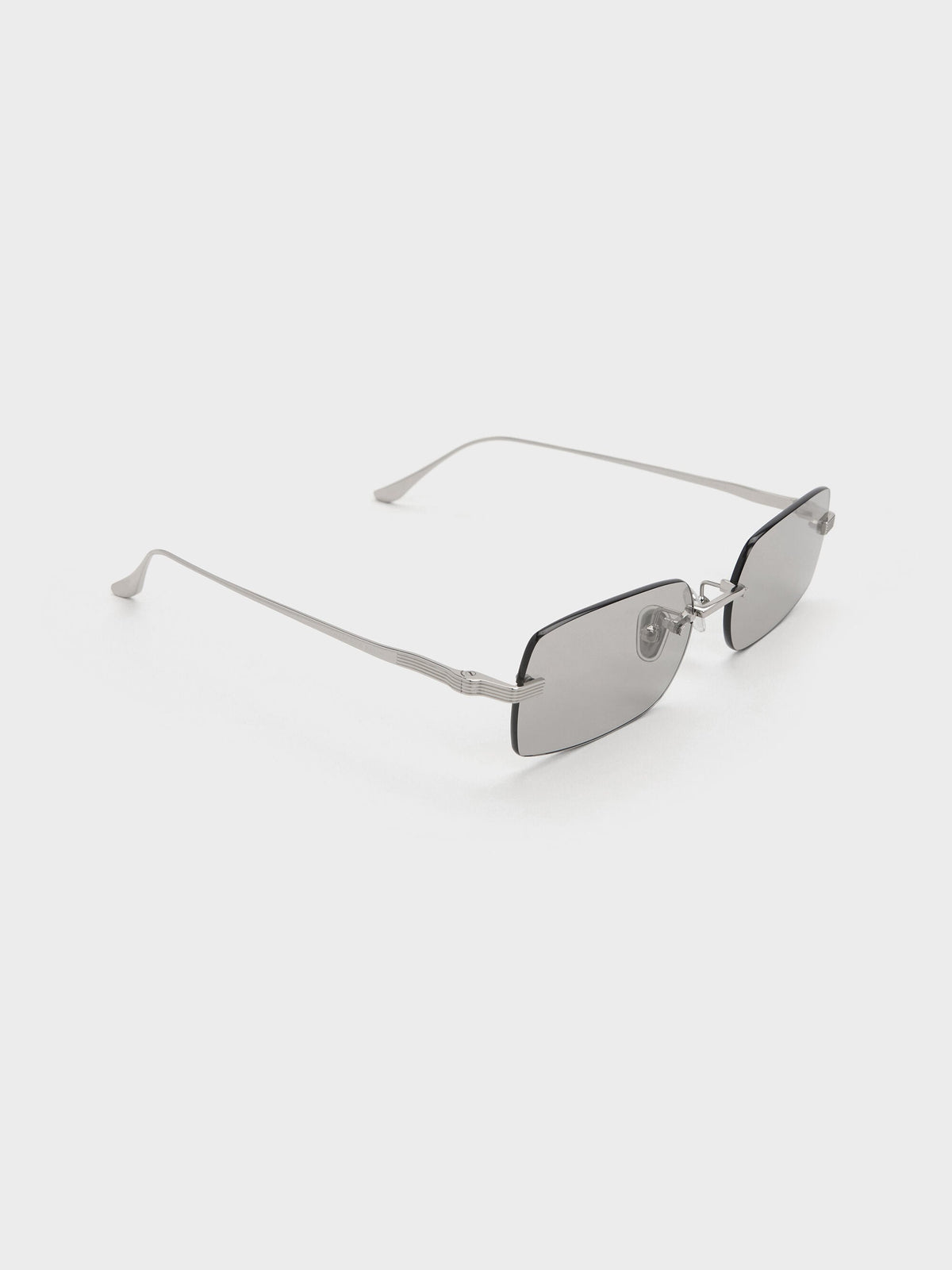 CHARLES & KEITH Popular | Easton Rimless Rectangular Sunglasses - Silver