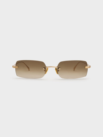 CHARLES & KEITH Trending | Easton Rimless Rectangular Sunglasses - Gold
