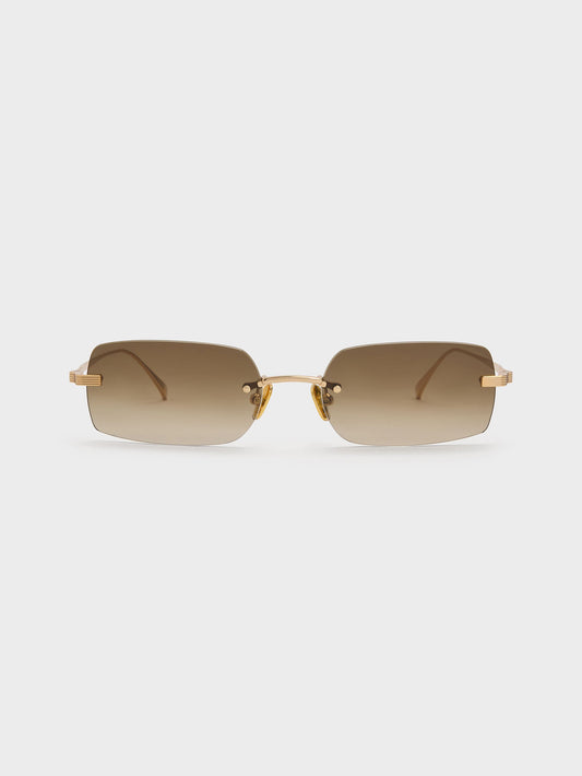 CHARLES & KEITH Trending | Easton Rimless Rectangular Sunglasses - Gold