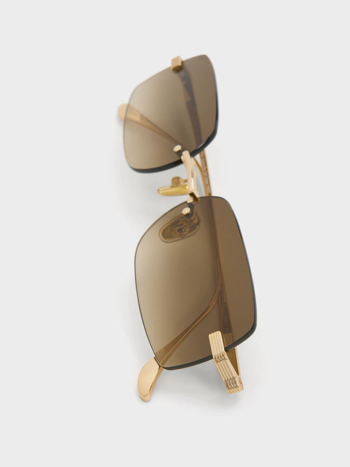 CHARLES & KEITH Trending | Easton Rimless Rectangular Sunglasses - Gold