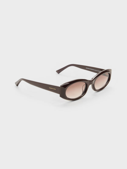 CHARLES & KEITH Value | Aubrey Oval Sunglasses - Espresso Brown