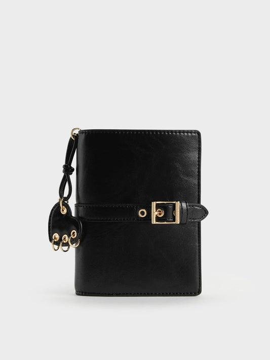CHARLES & KEITH Value | Rey Heart Belted Passport Holder - Black