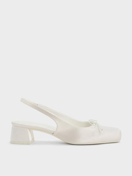 CHARLES & KEITH Quality | Sadira Satin Slingback Pumps - Chalk