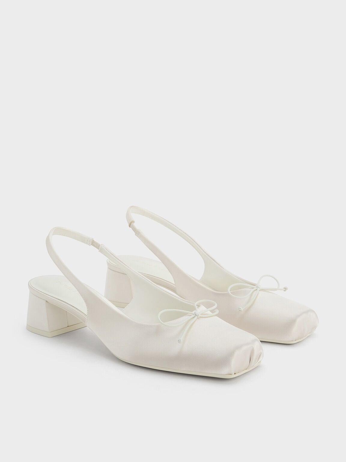 CHARLES & KEITH Quality | Sadira Satin Slingback Pumps - Chalk
