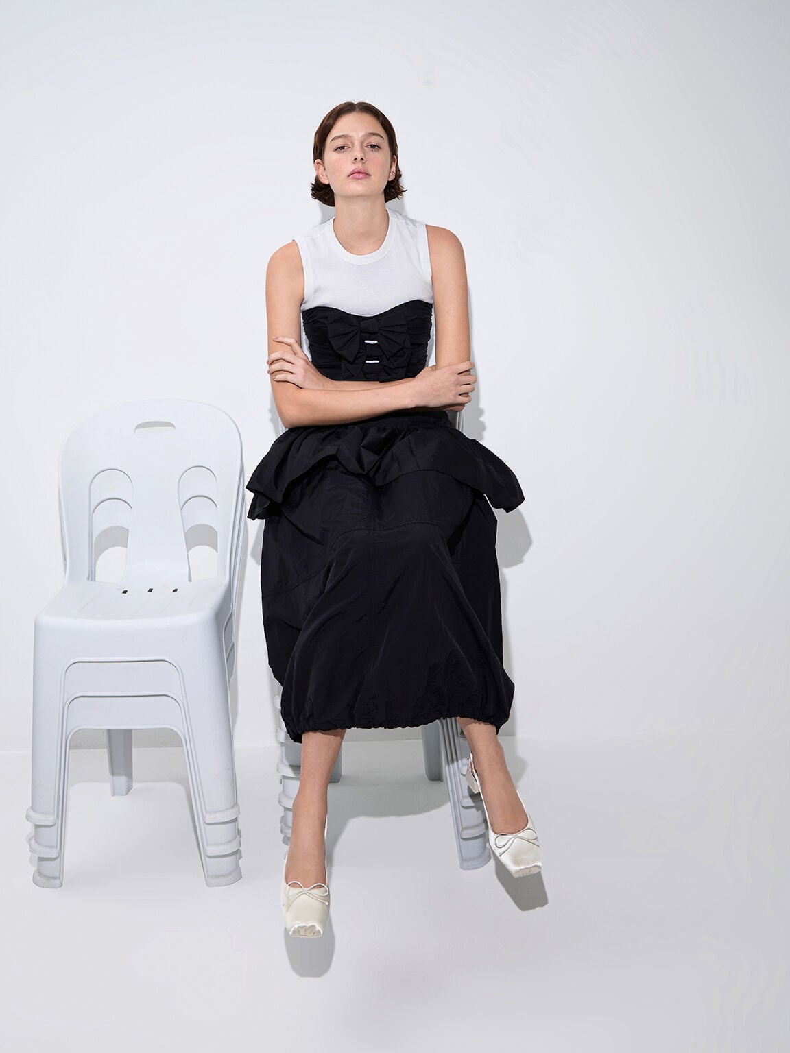 CHARLES & KEITH Quality | Sadira Satin Slingback Pumps - Chalk