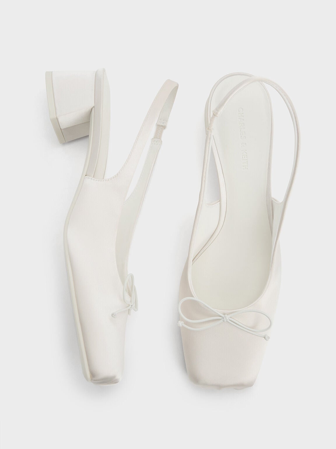 CHARLES & KEITH Quality | Sadira Satin Slingback Pumps - Chalk