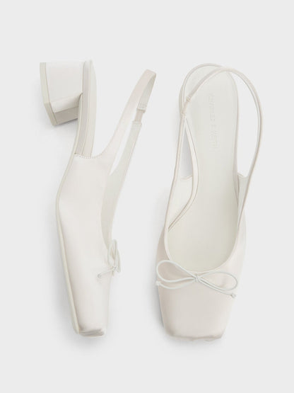 CHARLES & KEITH Quality | Sadira Satin Slingback Pumps - Chalk