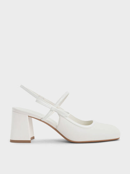 CHARLES & KEITH Popular | Bow Slingback Mary Jane Pumps - White
