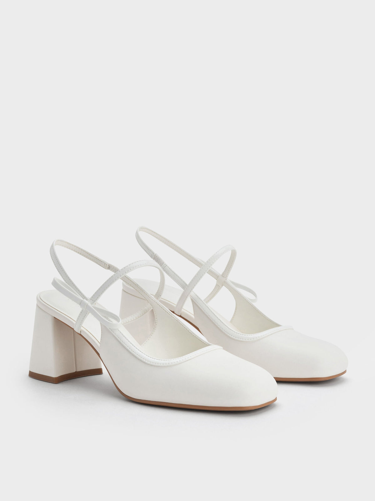 CHARLES & KEITH Popular | Bow Slingback Mary Jane Pumps - White